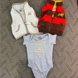 Newborn Boys Carter's Vests & Soft Blue Newborn Bodysuit